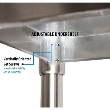 Bk Resources Work Table Stainless Steel W/Undershelf, Plastic bullet feet 96"Wx30"D SVT-9630